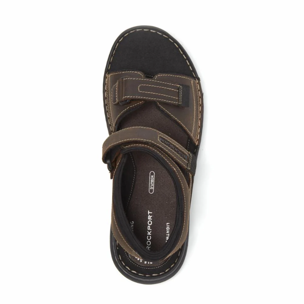 Rockport Men DARWYN QTR STRAP BROWN II/LEATHER - Image 3