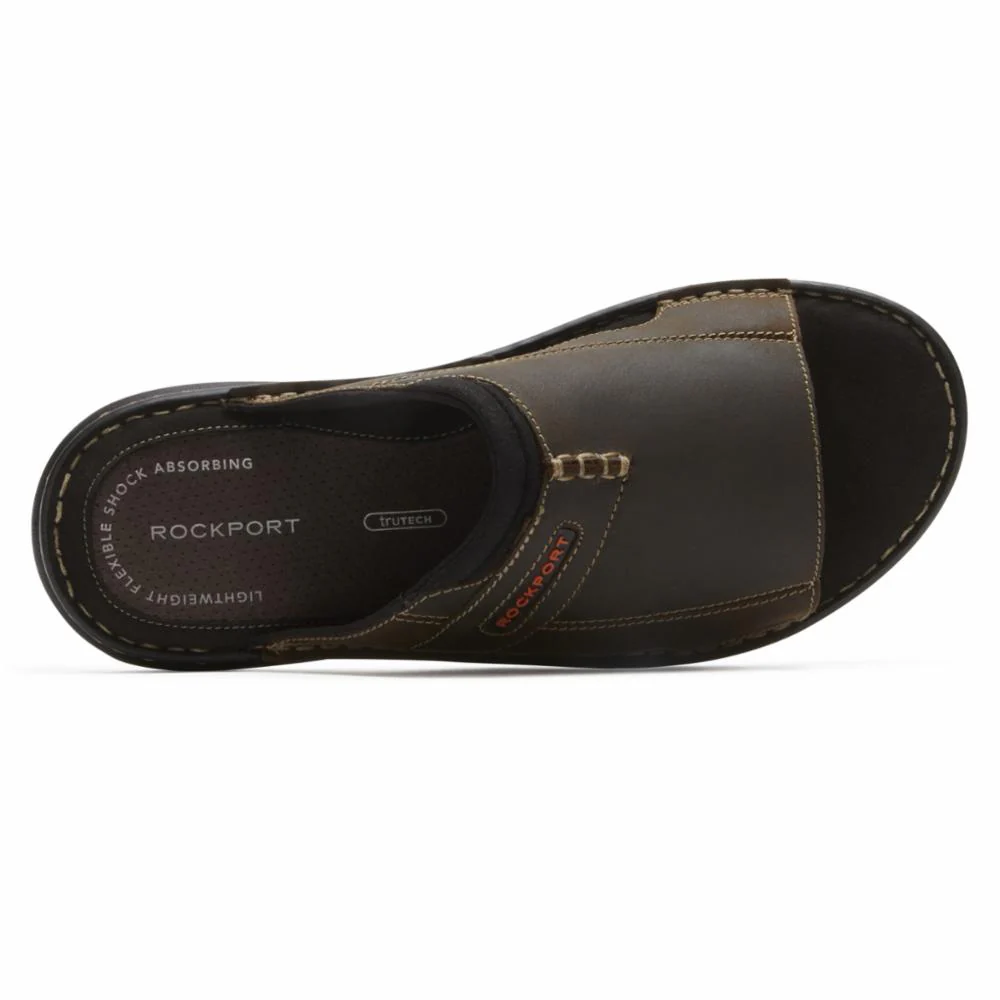 Rockport Men DARWYN SLIDE 2 BROWN II/LEATHER - Image 3