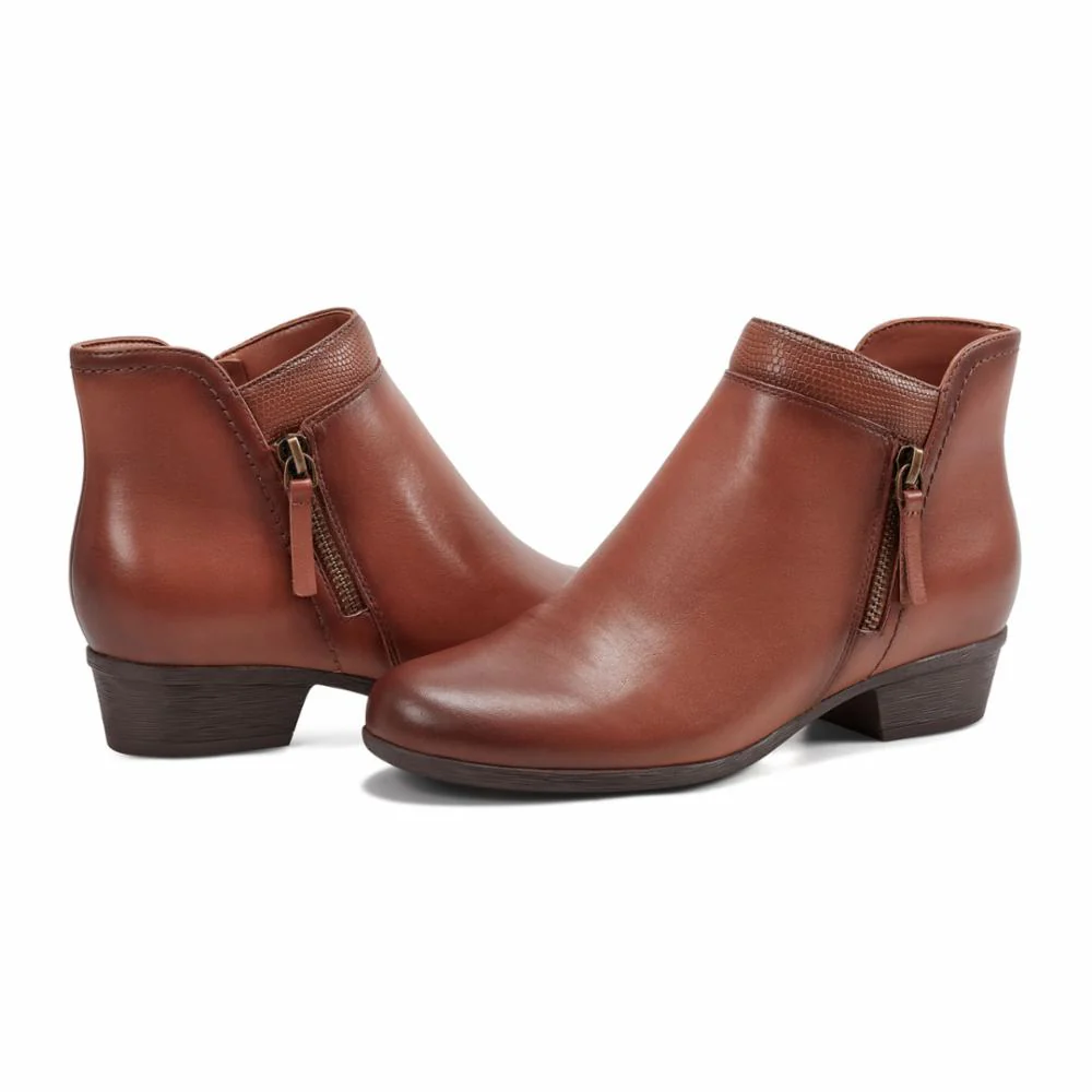 Rockport Women CARLY CARLY BOOTIE TAN/COGNAC/MEMPHIS LEA/LIZ PU - Image 2