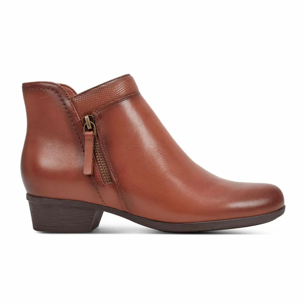 Rockport Women CARLY CARLY BOOTIE TAN/COGNAC/MEMPHIS LEA/LIZ PU - Image 3