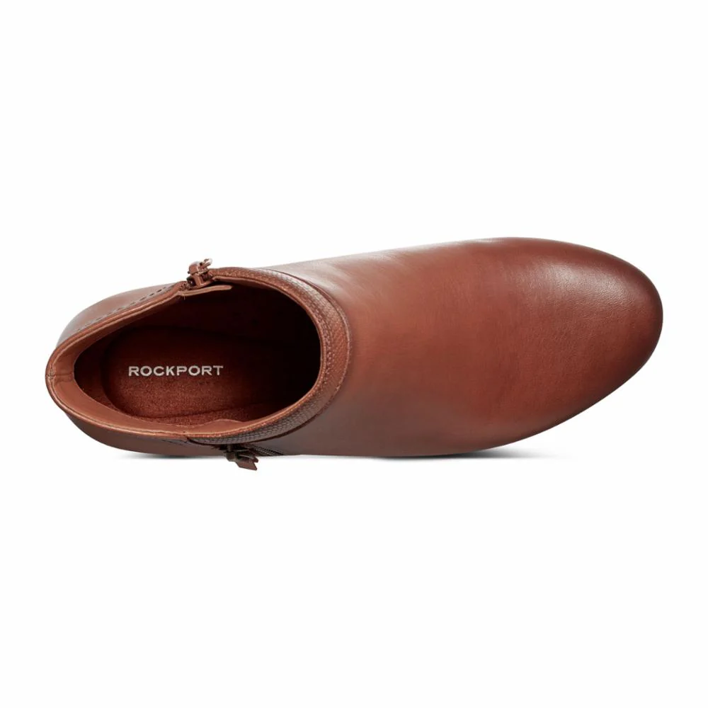 Rockport Women CARLY CARLY BOOTIE TAN/COGNAC/MEMPHIS LEA/LIZ PU - Image 4